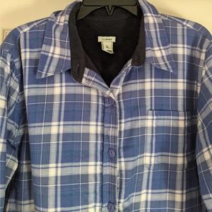 Blue Plaid Fleece Lined Shirt Size XL